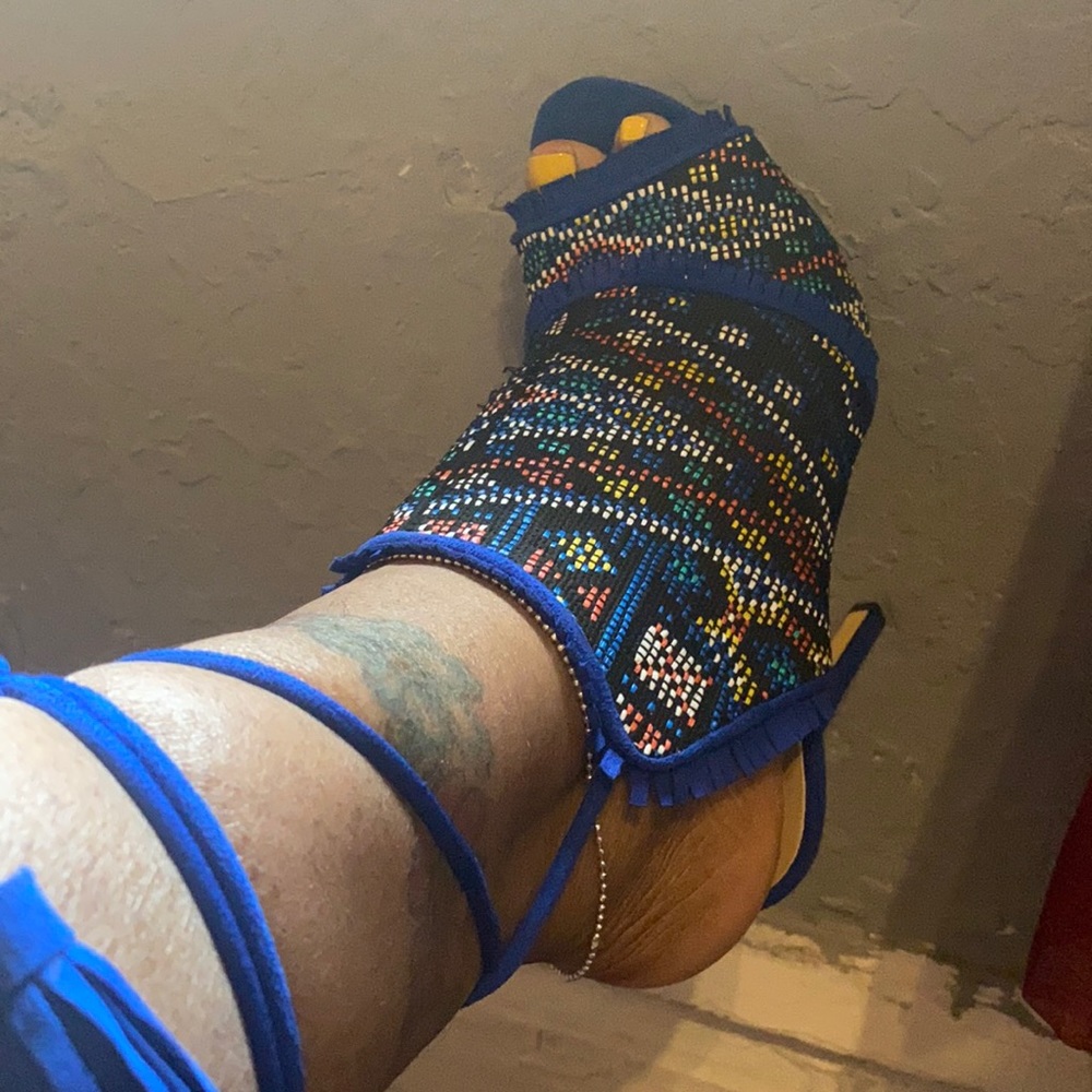 Blue straps heels